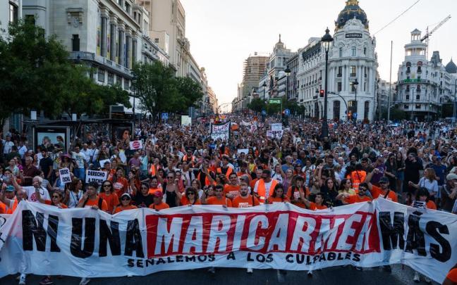 Manifestación en repulsa por el desahucio de Maricarmen Abascal (Madrid)