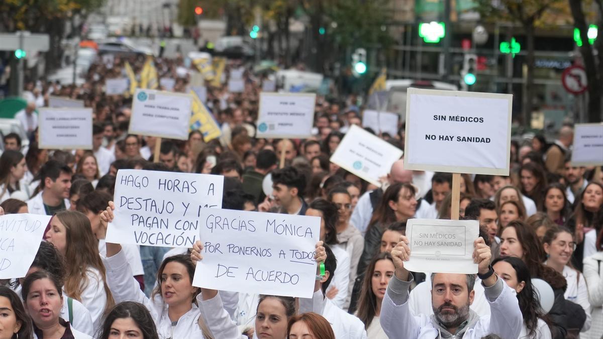 Médicos durante una manifestación convocada por el Sindicato Médico de Euskadi, a 9 de diciembre de 2025.