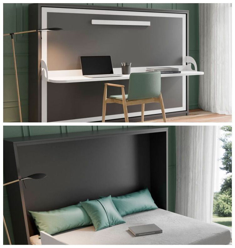 Cama convertible en mesa de estudio.