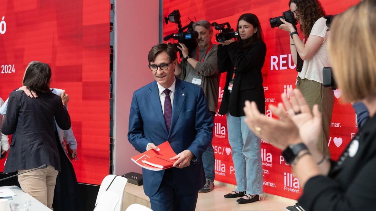 Salvador Illa, a su llegada ayer a la reunión de la Comisión Ejecutiva del PSC en Barcelona.