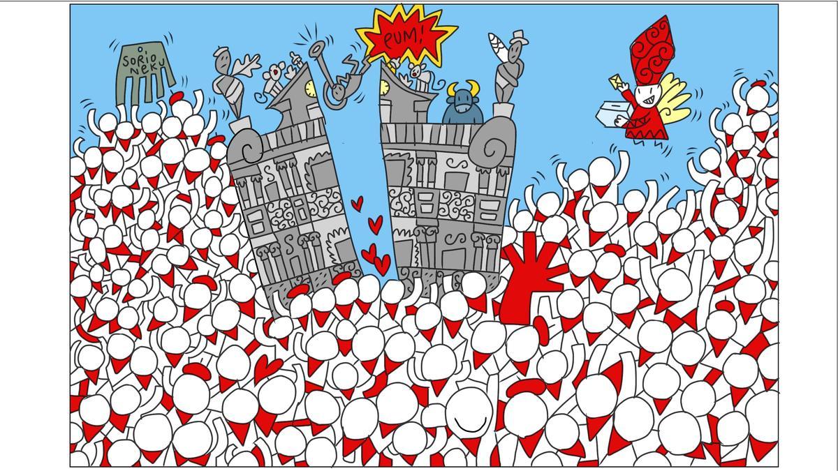 La portada de DIARIO DE NOTICIAS este 6 de julio, creada un año más por Mikel Urmeneta.