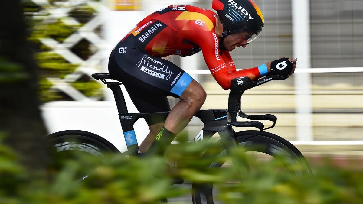 Mikel Landa, durante la crono.