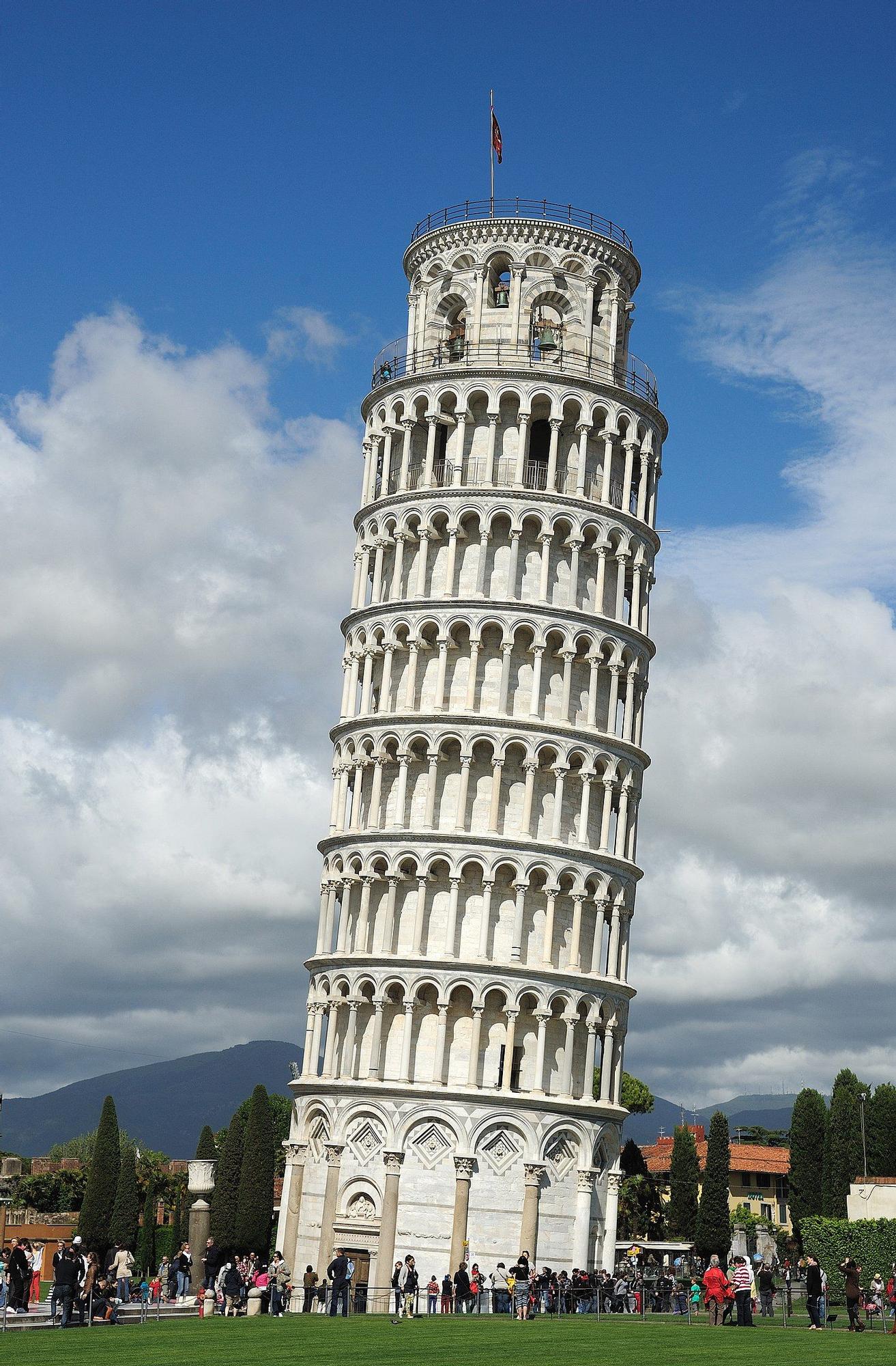 La inclinación de la Torre de Pisa.