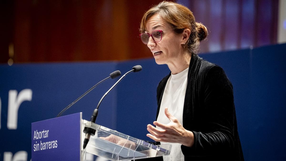La ministra de Sanidad, Mónica García, interviene en el acto 'Abortar sin barreras'