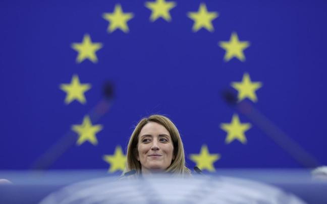 La presidenta de la cámara, Roberta Metsola