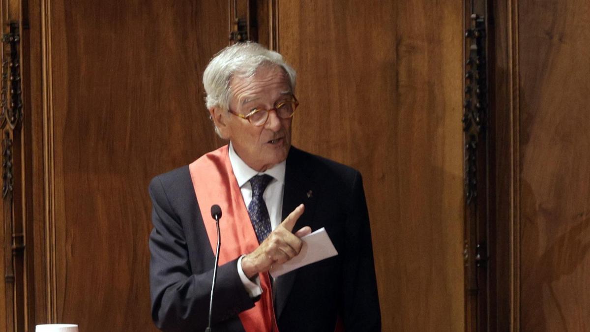 Xavier Trias durante su intervención después de que el socialista Jaume Collboni haya sido elegido nuevo alcalde de Barcelona.