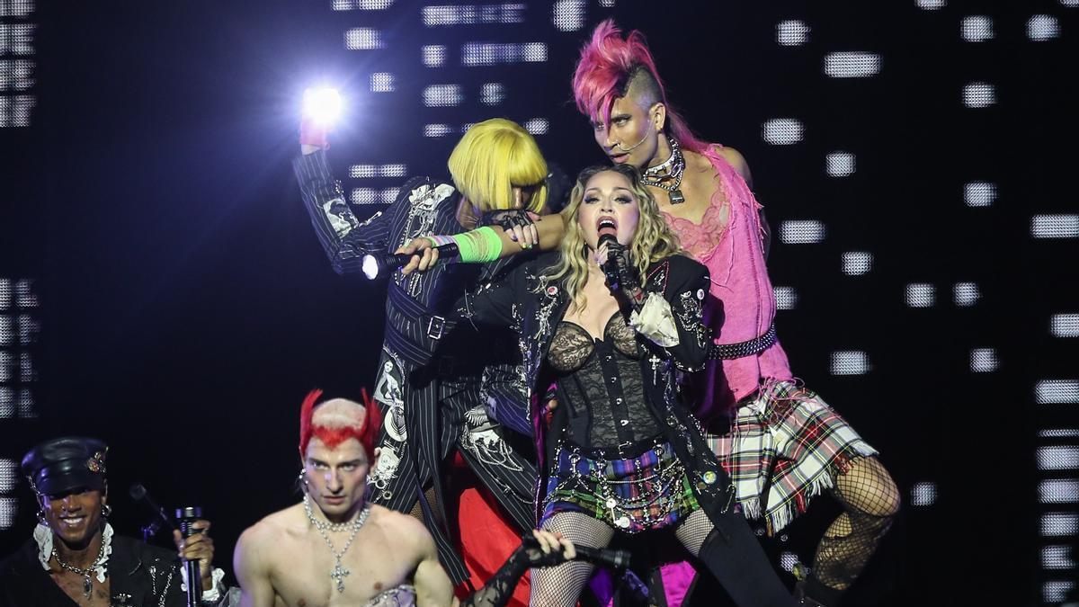 Madonna durante el concierto en Copacabana.
