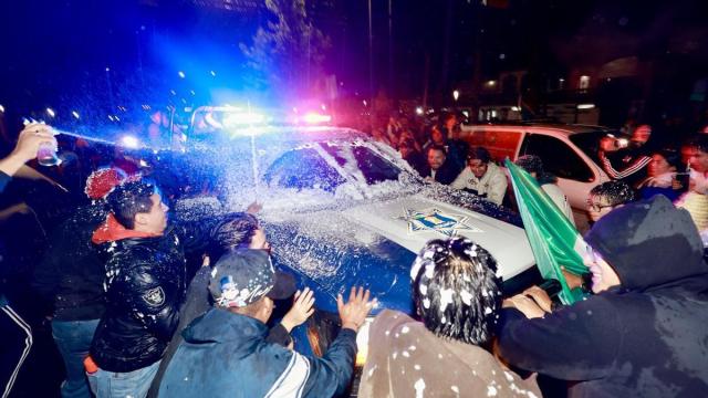 Aficionados de la selección de México tras el triunfo sobre República Checa durante el Mundial .