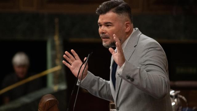 El portavoz de ERC en el Congreso, Gabriel Rufián, en su comparecencia.