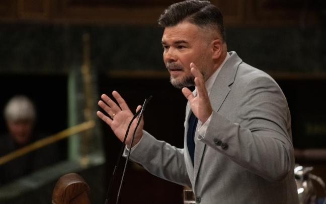 El portavoz de ERC en el Congreso, Gabriel Rufián, en su comparecencia.