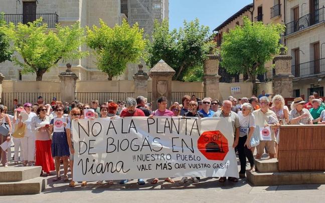 Protesta vecinal contra la planta de biogás en Viana / Cedida Protesta vecinal contra la planta de biogás en Viana