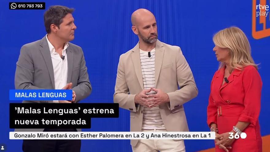Jesús Cintora, expresentador de 'Malas lenguas', junto a Gonzalo Miró y Esther Palomera