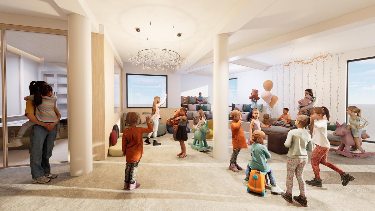 Fotomontaje del área de juegos infantiles que propone Raquel Peñaranda en su trabajo sobre el desarrollo de la capilla de La Merced.