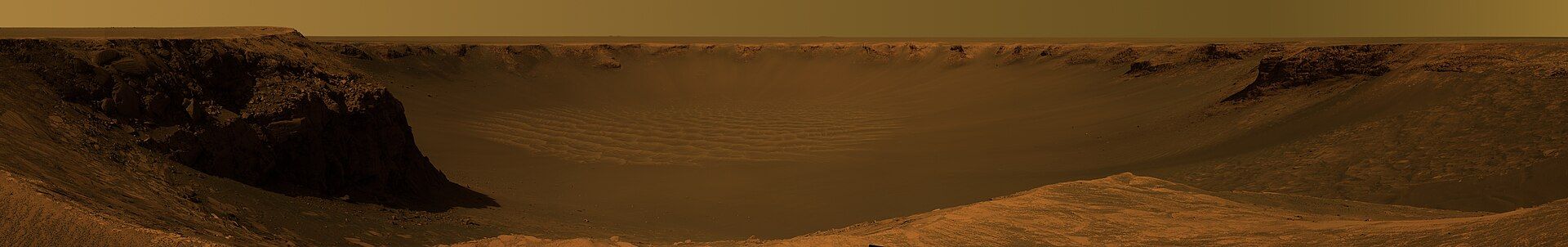 Paisaje marciano fotografiado por la el vehículo Rover.