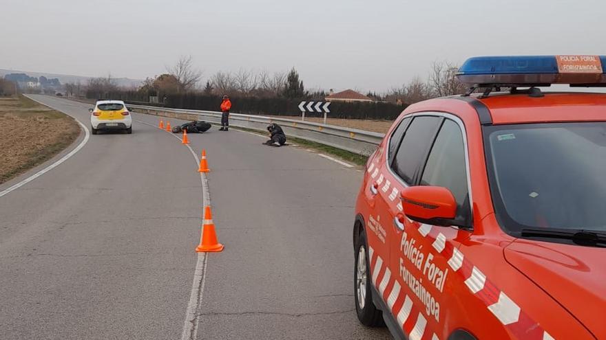 Imagen del accidente de moto en Tudela.