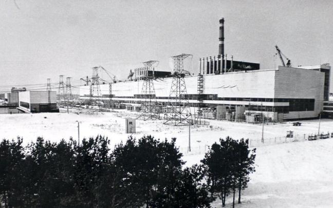 La primera etapa de la central nuclear, a finales de la década de 1970.
