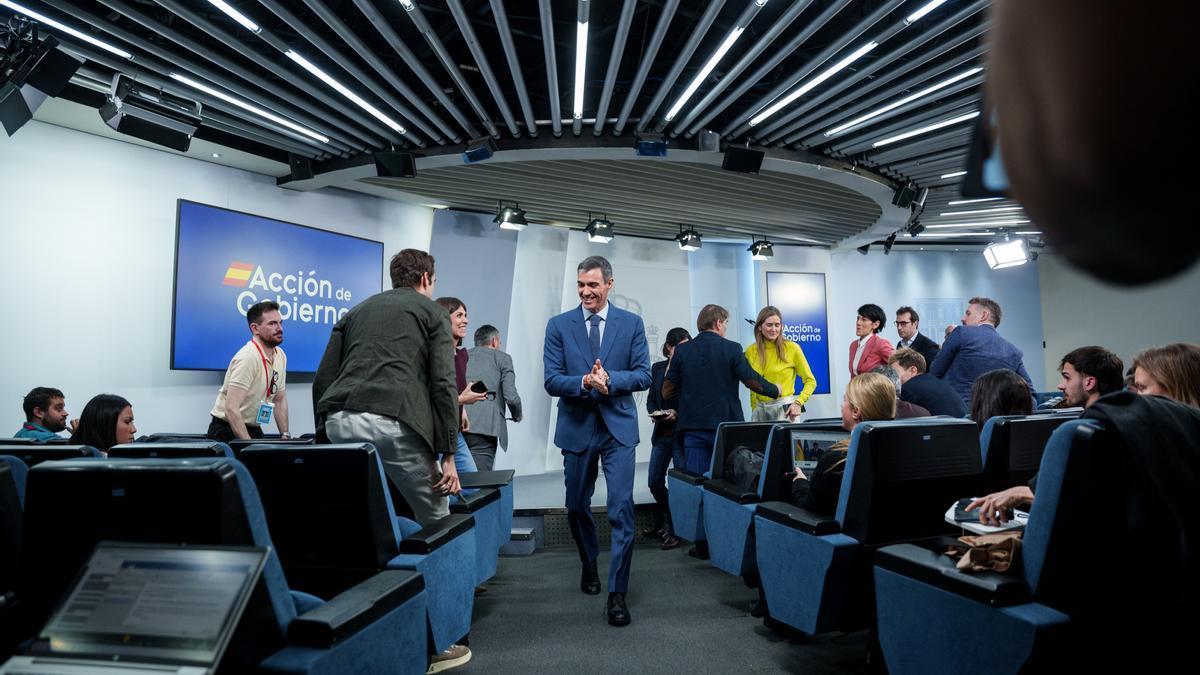 Pedro Sánchez, durante una rueda de prensa posterior al Consejo de Ministros extraordinario.