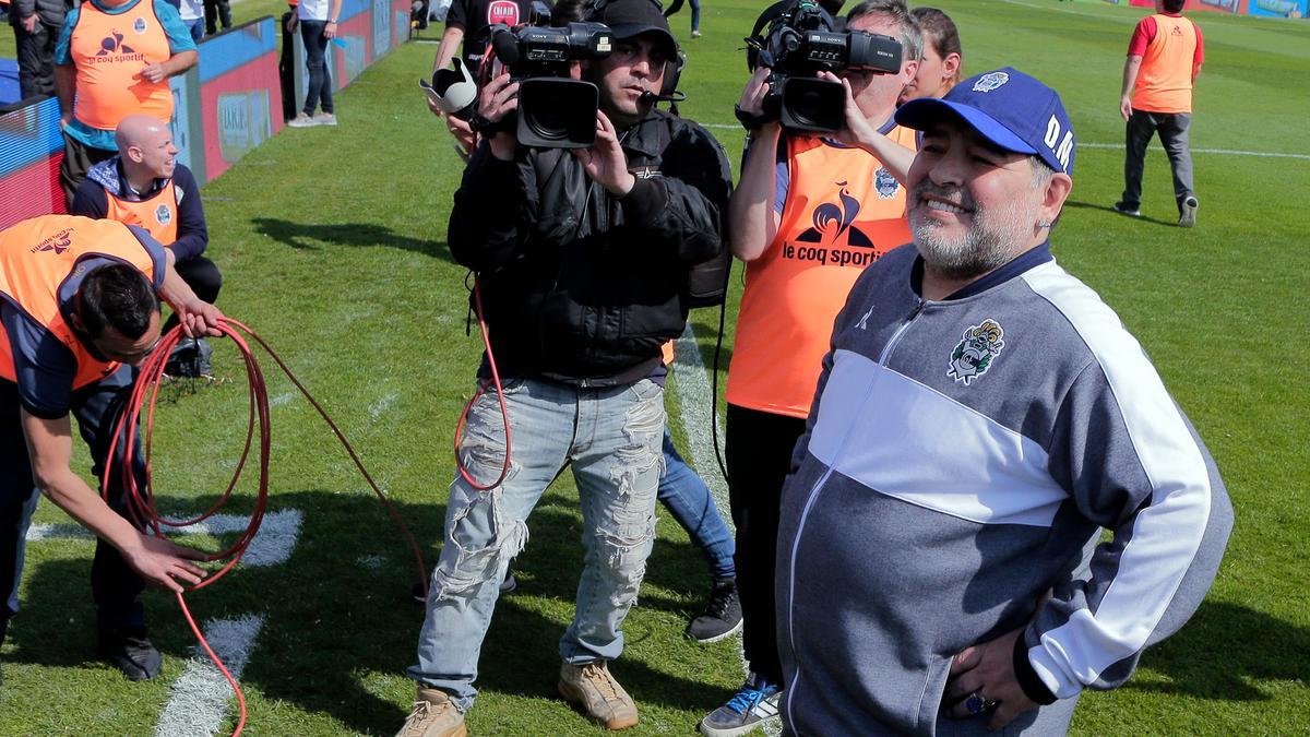 Maradona, en septiembre de 2019, como técnico de Gimnasia y Esgrima La Plata.