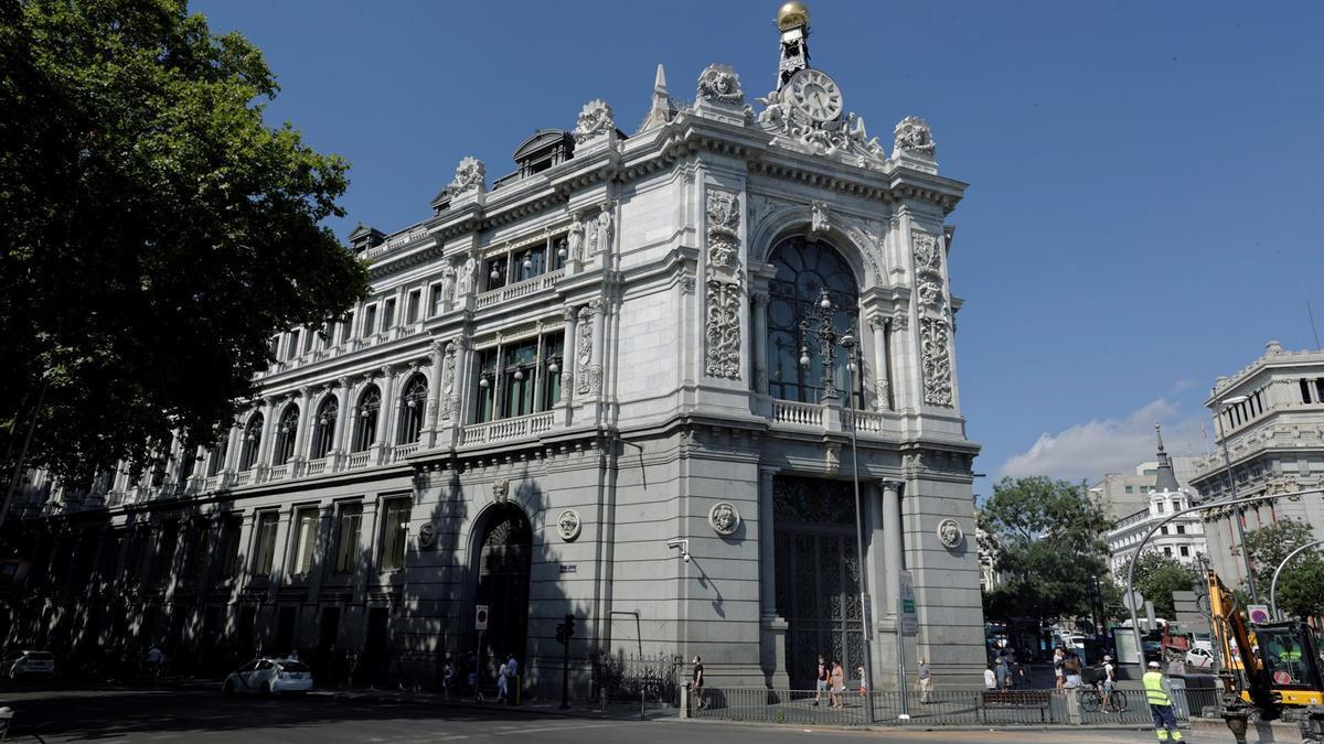 Fachada del Banco de España, situado en pleno centro de Madrid.