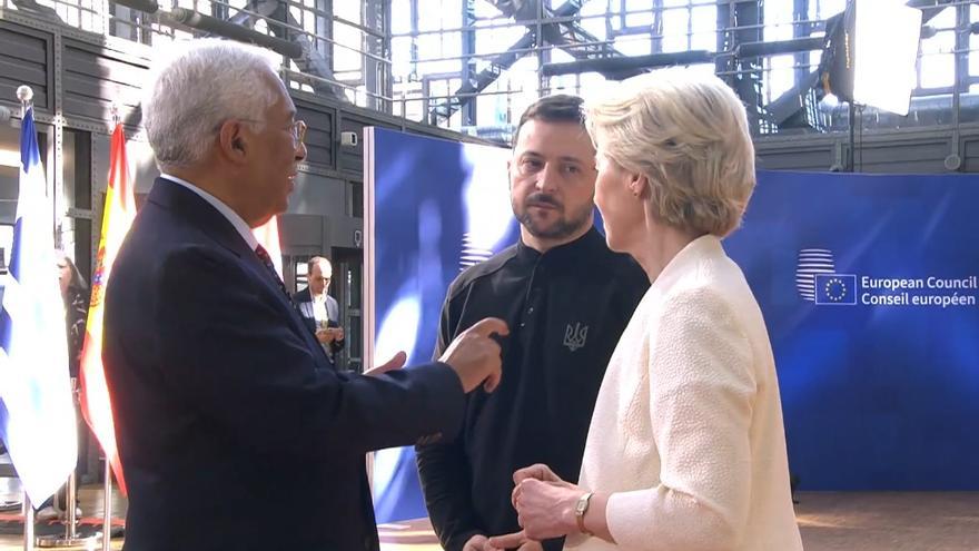 Zelenski, a su llegada este jueves a Bruselas.