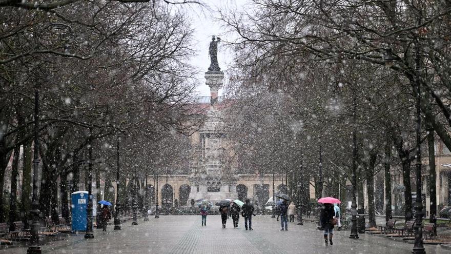 Nieve en Sarasate este jueves.