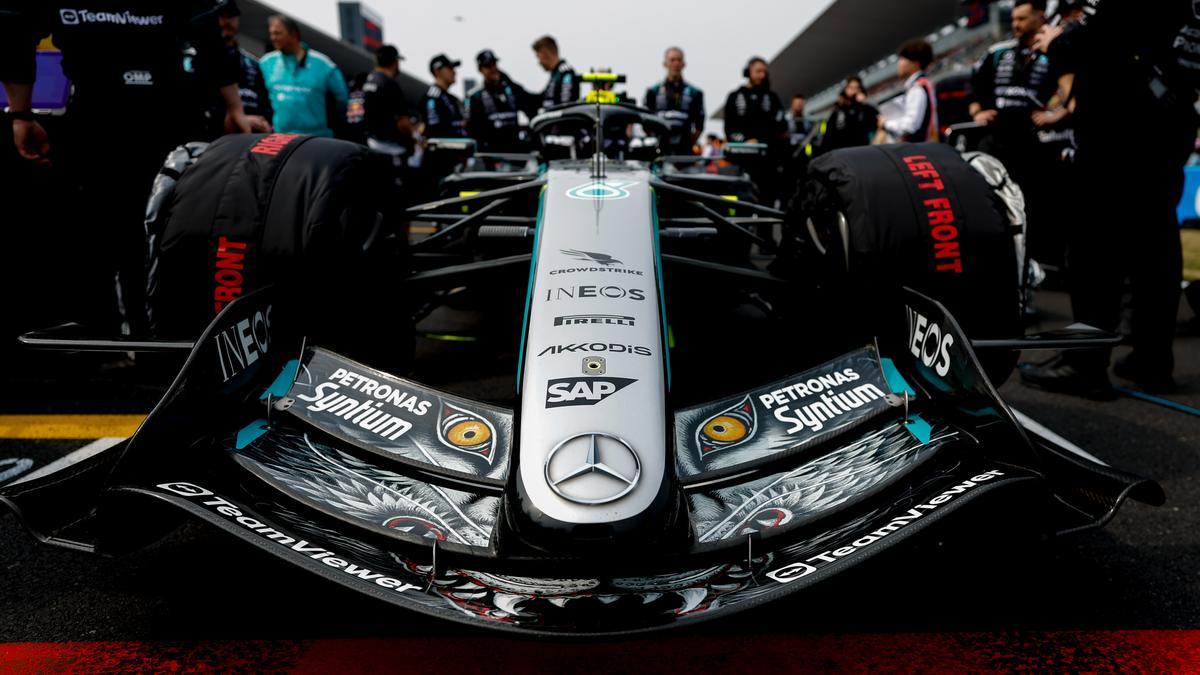 El monoplaza Mercedes, en la parrilla del Gran Premio de Japón.