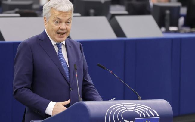 Didier Reynders, comisario de Justicia, durante su intervención en el Parlamento Europeo.