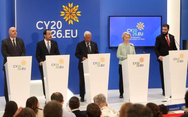 Los líders de la UE, António Costa y Ursula von der Leyen, se reúnen con los presidentes de Líbano, Chipre y Siria en Nicosia.