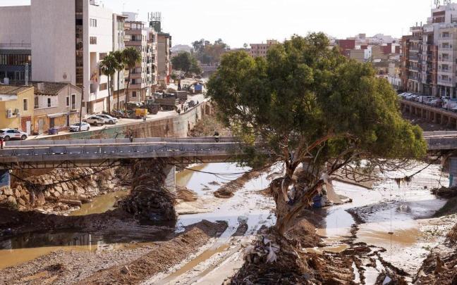 Imagen de uno de los puentes que cruza el Barranco del Poyo de la localidad valenciana de Paiporta. / EFE Imagen de uno de los puentes que cruza el Barranco del Poyo de la localidad valenciana de Paiporta.