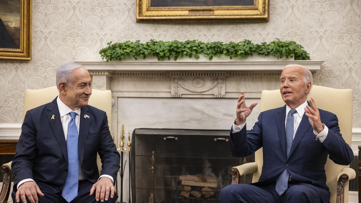 Joe Biden junto a Benjamin Netanyahu en una visita del israelí a la Casa Blanca.