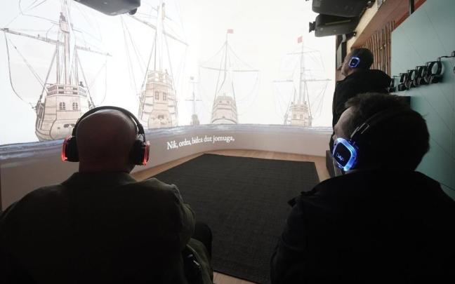 El "cine" en el interior del espacio Elkano Mundubira de Getaria.