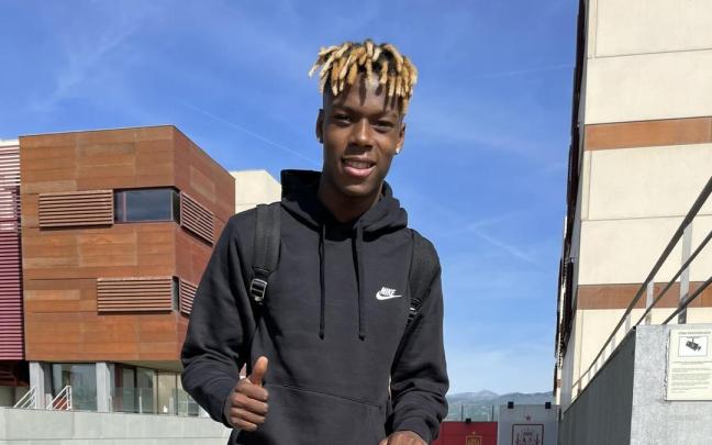 Nico Williams, ayer, en las instalaciones de la RFEF Nico Williams, ayer, en las instalaciones de la RFEF