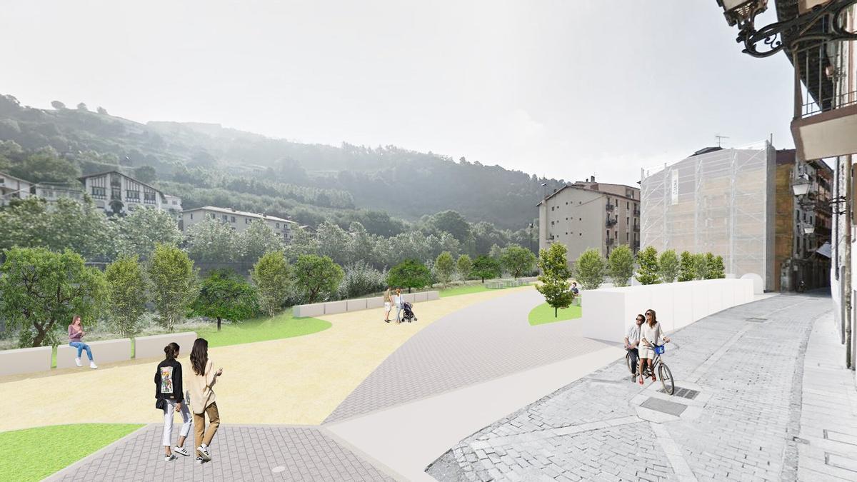 Zona nueva de descanso entre las calles Enperadore y Andre Mari.