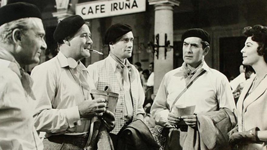 1957: El elenco protagonista de 'Fiesta'.