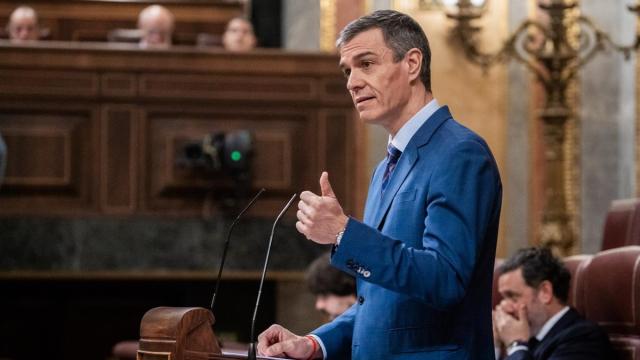 El presidente del Gobierno, Pedro Sánchez, interviene durante una sesión de control al Gobierno, en el Congreso.