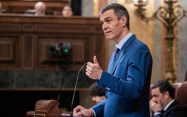 El presidente del Gobierno, Pedro Sánchez, interviene durante una sesión de control al Gobierno, en el Congreso.