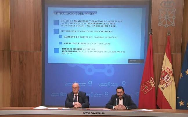 El consejero de Cohesión Territorial, Bernardo Ciriza, y el director general de Administración Local y Despoblación, Jesús María Rodríguez. El consejero de Cohesión Territorial, Bernardo Ciriza, y el director general de Administración Local y Despoblación, Jesús María Rodríguez.