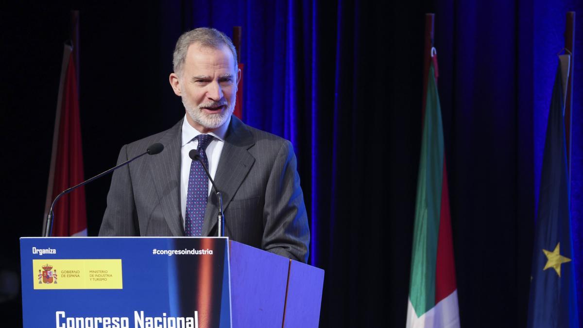 Felipe VI, durante su comparecencia en Bilbao.