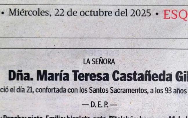 El comienzo de la esquela.