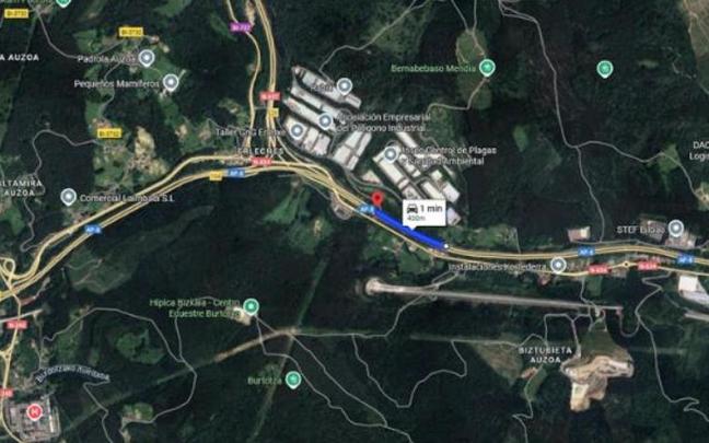 Tramo de la N-634 afectado por la regulación de tráfico entre Galdakao y Amorebieta-Etxano