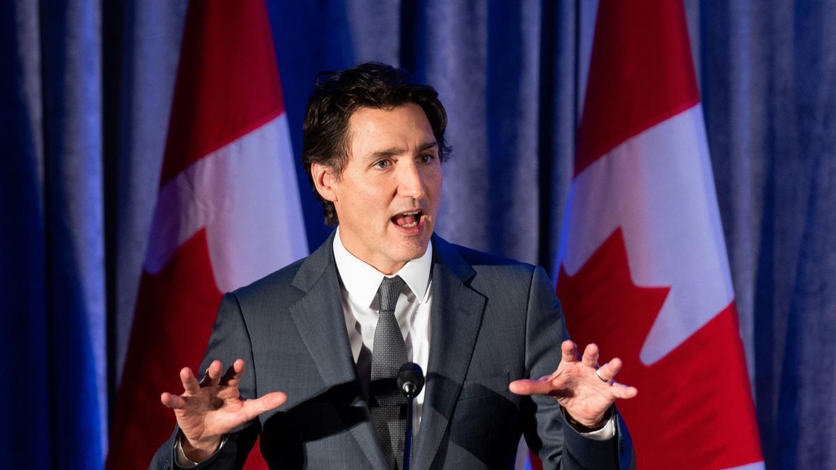 Justin Trudeau durante una comparecencia.