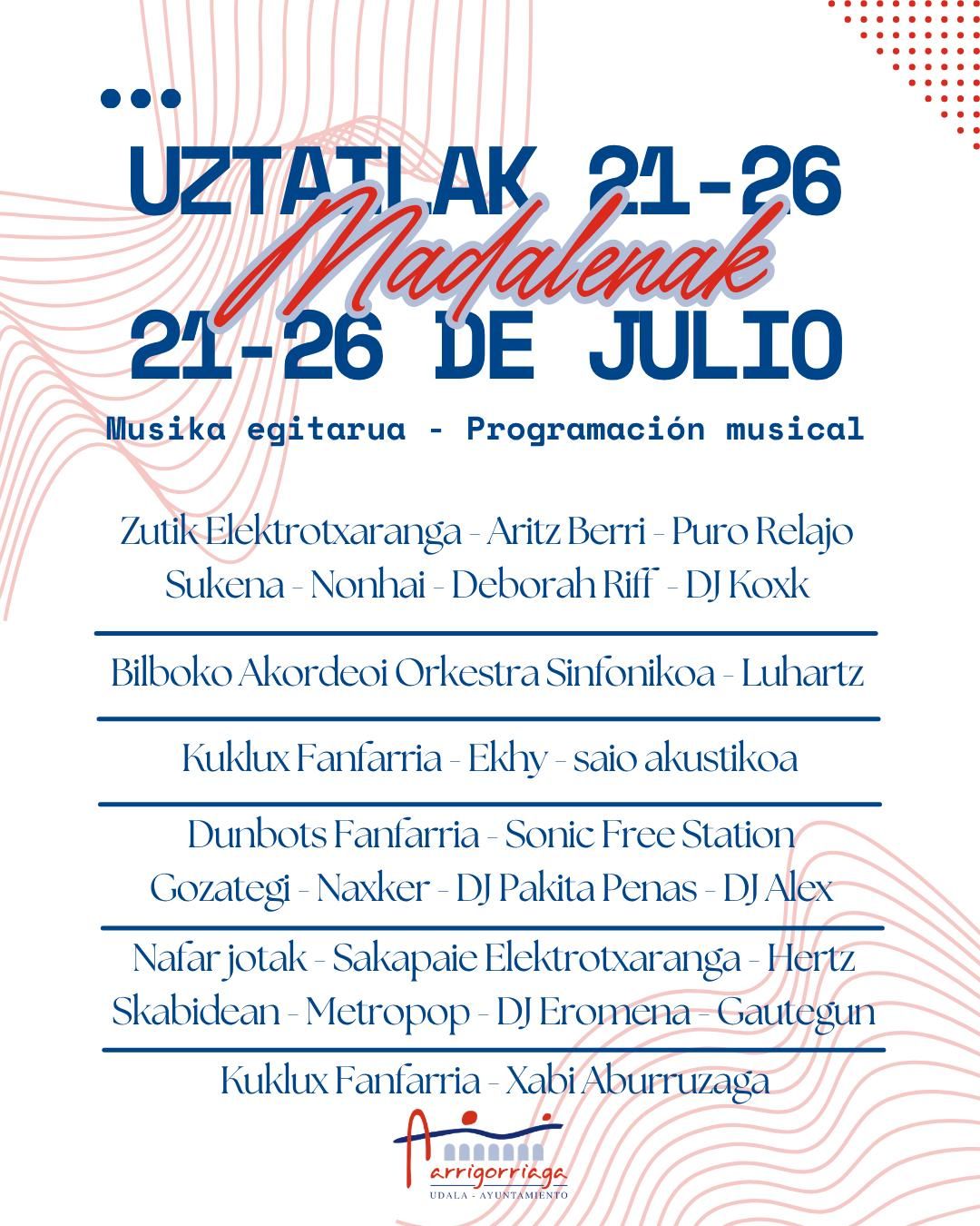 Cartel de actuaciones musicales