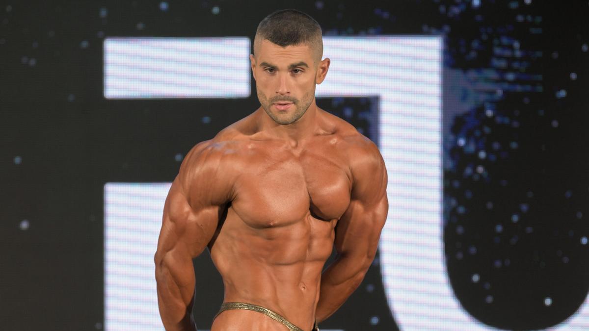 Joseba Martín, el culturista que en poco tiempo ha esculpido su propio camino, durante su cita en Lisboa.