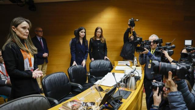 La presidenta de Asociación de Víctimas Mortales de la Dana, Rosa Álvarez, a su llegada a la comisión de investigación sobre de la dana de Les Corts Valencianes.