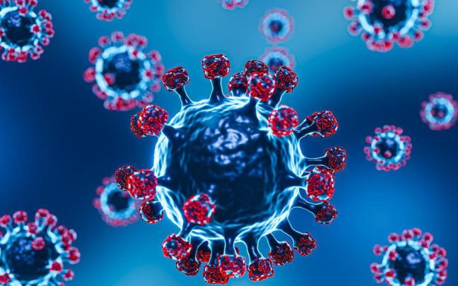 Representación de las partículas del virus del SARS-CoV-2, causante del covid-19.