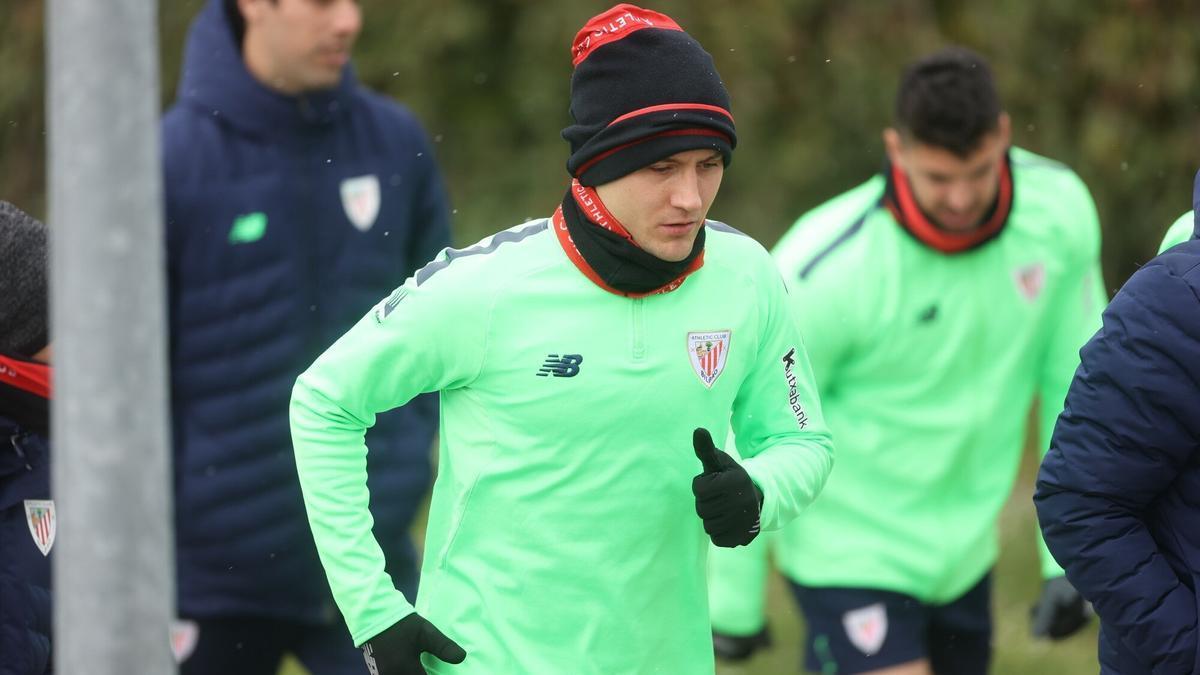 Ander Herrera, durante un entrenamiento en las instalaciones de Lezama.