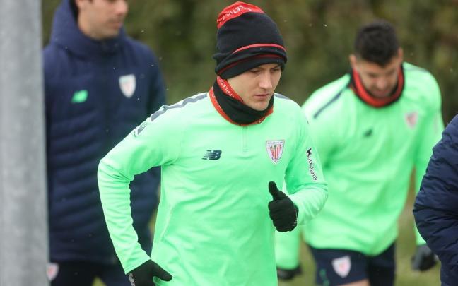 Ander Herrera, durante un entrenamiento en las instalaciones de Lezama.