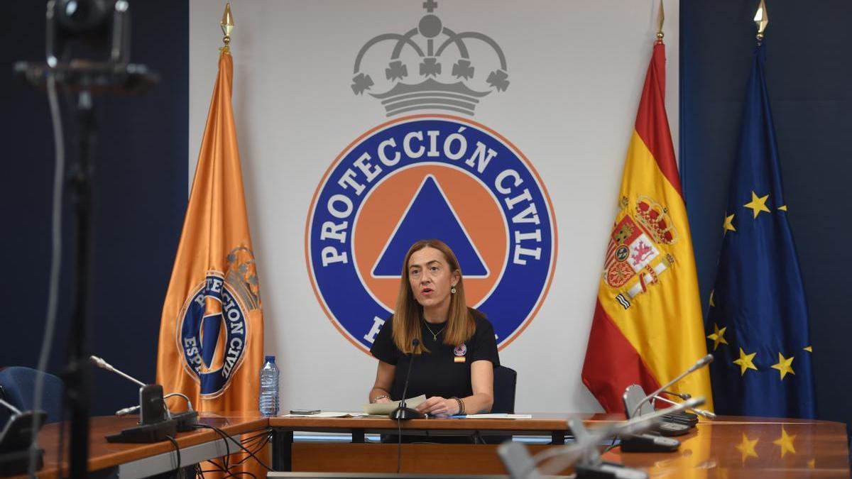 La directora general de Protección Civil, Virginia Barcones, informa sobre el desarrollo del Comité Estatal de Coordinación (CECOD) sobre los incendios