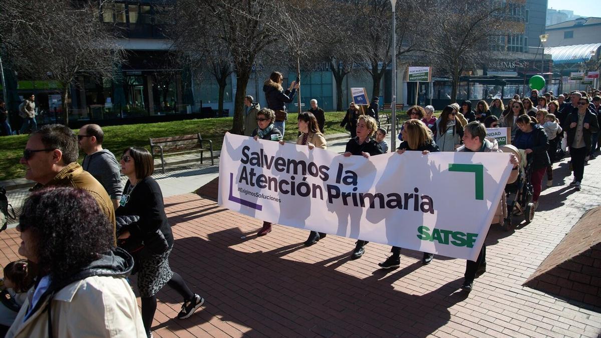 Manifestación de Satse en Pamplona el pasado 18 de febrero.