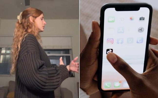 Un mujer prueba el reto de péndulo humano.
